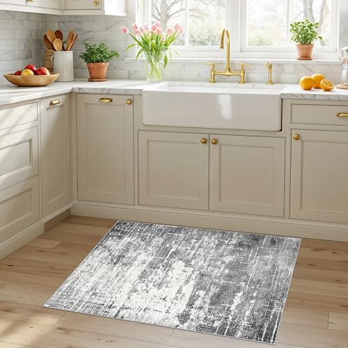 Washable 2x3 Entryway Area Rugs (2' x 3' (Rectangular) / Black/Grey)
