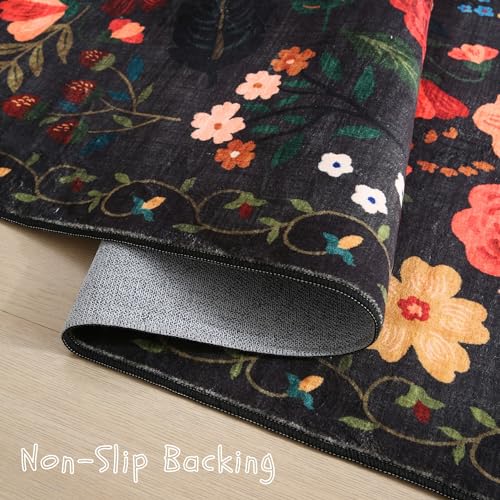 Area Rug 4x6 Washable (Black / 4' x 6' (Rectangular))