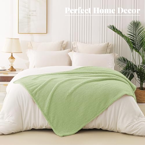 Extra Large Soft Fleece Throw Blanket for Couch (Light Green / Throw(50x70 In))