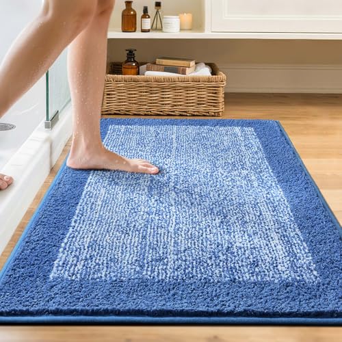 48x32 Large Bathroom Rugs Non Slip Washable (Blue / 2'8" x 4' (Rectangular))