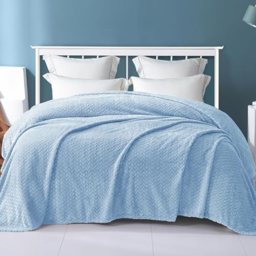 Soft Fleece Bed Blanket Twin Size (Light Blue / Twin ( 60x80 IN ))
