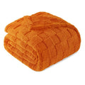 3D Checkered Fleece Twin Blanket for Bed (Burnt Orange / Twin (60"x80"))