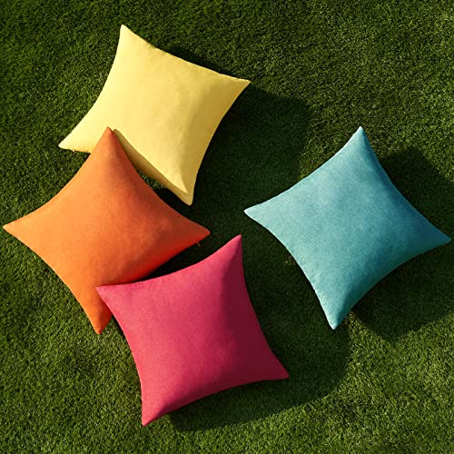 Pack of 4 Decorative Outdoor Throw Pillow Covers Linen Waterproof Pillow Covers Summer Farmhouse Cushion Cases for Patio Garden Tent Balcony Couch Sofa 16x16 Inch Red (16" x 16" (Pack of 4) / Red/Turquoise)