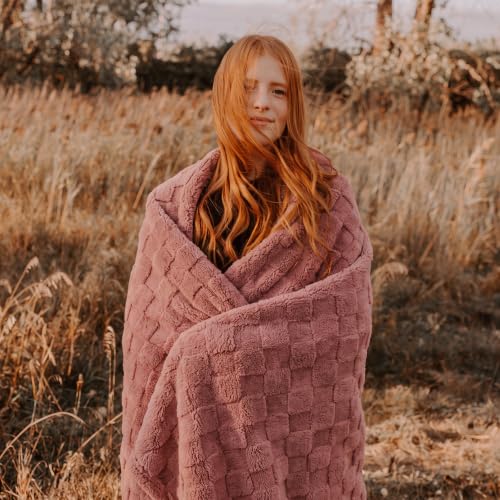Checkered Soft Cozy Twin Blanket for Bed (Dusty Pink / Twin (60" X 80"))