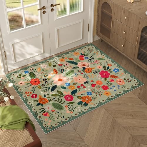 Door Mat 2x3 Area Rug Washable (Green / 2' x 3' (Rectangular))
