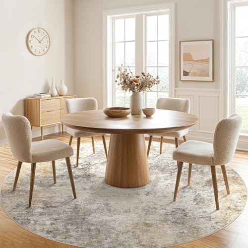 8ft Round Area Rug Living Room Rugs (Golden Grey / 8' (Round))