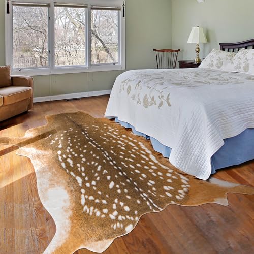 Deer Rug Antelope Print Rug (Brown-deer / 5'2" x 7' (Rectangular))