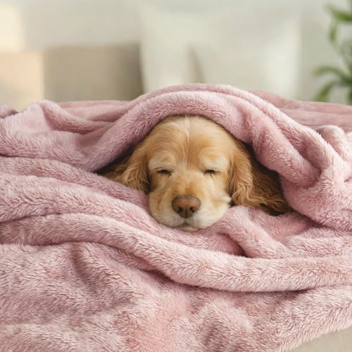Fuzzy Plush Fleece Bed Blanket King Size (Dusty Pink / 104x90 IN)