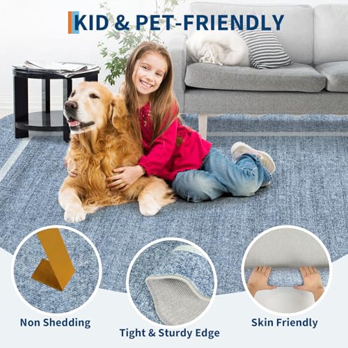 Scalloped Washable Runner Rug 2x10 Non Slip Kitchen Rugs (Blue / 2' x 10' (Runner))