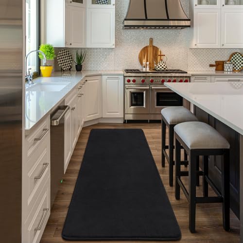 Modern Soft Hallway Runner Rug (2' x 8' (Runner) / Black)