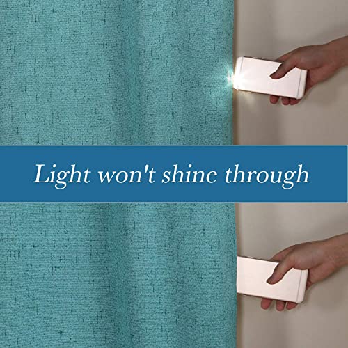 100% Blackout Linen Curtains 84" L Teal Grommet (Teal / 100"W x 84"L (Pack of 1))
