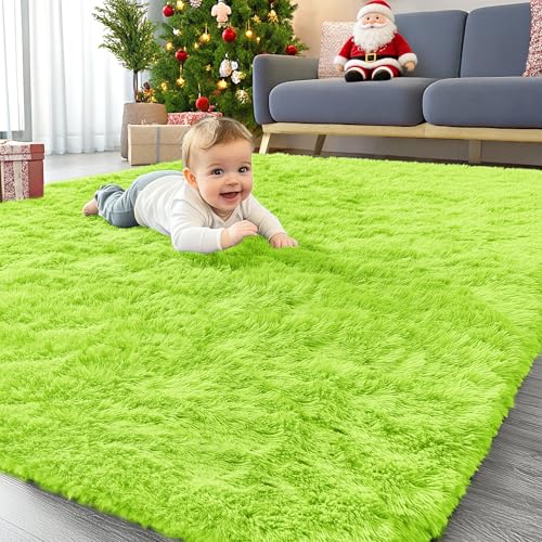 Area Rugs for Living Room Bedroom (4x5.9 Ft / Lime Green)