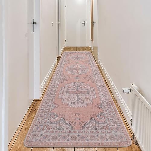 Washable Kitchen Runner Rug 2x8 Rug Runners for Hallways (2' x 8' (Rectangular) / Coral-pink)