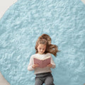 Light Blue Round Rugs for Bedroom (7 Ft Round / Light Blue)