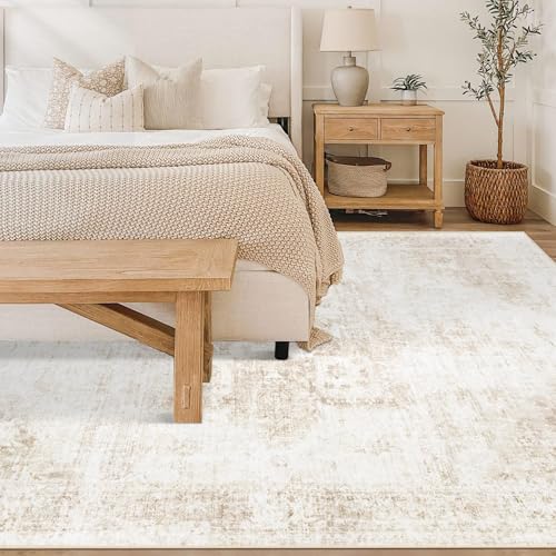 Area Rug 6x9 Washable Rug (Beige / 6' x 9' (Rectangular))