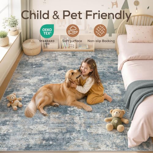 6x9 Area Rugs Living Room (Blue / 6' X 9' (Rectangular))