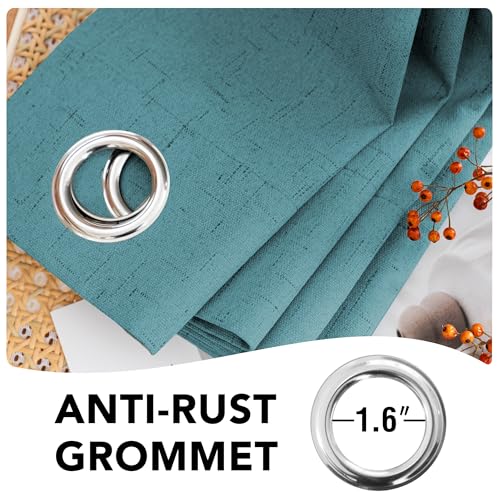 100% Blackout Linen Curtains 84" L Teal Grommet (Teal / 100"W x 84"L (Pack of 1))