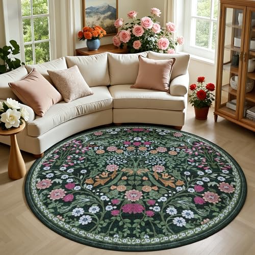 Round Area Rug Living Room (Dark Green / 6' (Round))