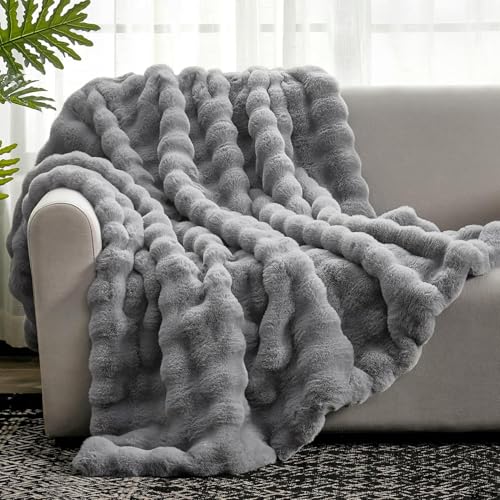Faux Fur Throw Blanket for Couch (Grey / Throw(50" x 60"))