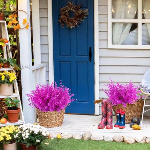 8Pc Artificial Faux Plant Outdoor Spring Pure Eucalyptus Decoration (Pure Fuchsia Eucalyptus / 8 Pcs)
