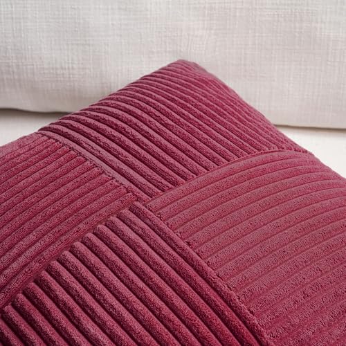 2 Packs Burgundy Long Lumbar Decorative Throw Pillow Covers 16x24 Inch for Couch Bed Sofa (Burgundy / 24" x 16" (Pack of 2))