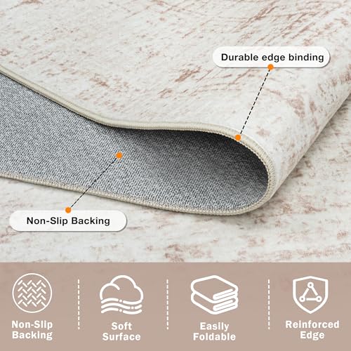 8x10 Washable Area Rug for Living Room Bedroom (Beige/White / 8' x 10' (Rectangular))