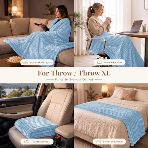 Light Blue Throw Blanket for Couch (Light Blue / Throw (50" x 60"))