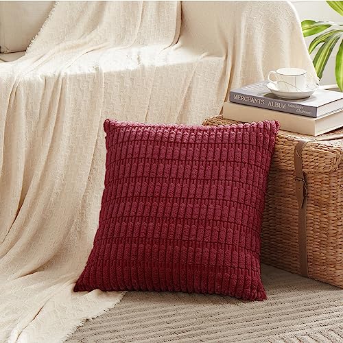 4 Packs Decorative Throw Pillow Covers for Living Room Couch Bed (20" x 20" (Pack of 4) / Burgundy)