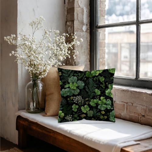 Dark Green Shamrock Pillow Cover 18x18 Double (Dark Green13)