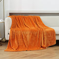 Burnt Orange Fleece Plush Throw Blanket 60"x80"for Couch Fuzzy Cozy Flannel (Orange / Twin(60"×80"))