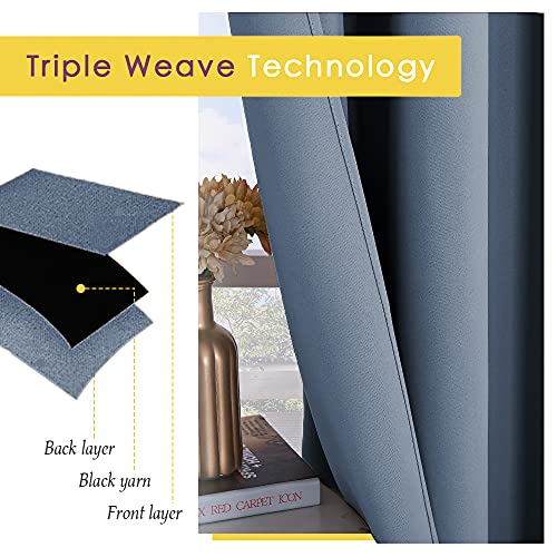 Blackout Draperies Curtains for Kids Room (Stone Blue / 70"W x 72"L (Pack of 2))