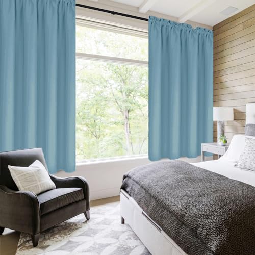 Blackout Curtains for Bedroom Living Room 42 x 63 Inch Long 2 Panels (Stone Blue / 42"W x 63"L (Pack of 2))