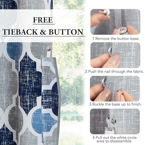 Moroccan 100% Blackout Sliding Door Curtains Blue Grey 100x96 1 Set (Grommet | Blue and Grey / 100"W x 96"L (Pack of 1))
