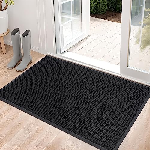 Front Door Mat Outdoor Entrance (Onyx Black / 3' x 5'2" (Rectangular))