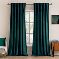 Velvet Blackout Curtains 52x90 inches 2 Panels Emerald Green (Teal Green / 52"W x 90"L (Pack of 2))