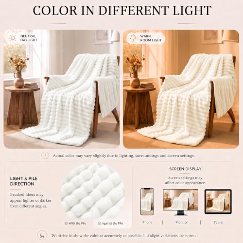 Off White Throw Blanket for Couch (Off White / Throw (50" x 60"))