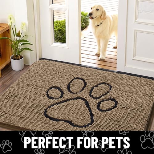 Dog Door Mat for Muddy Paws (48"X30" / Camel and Black)