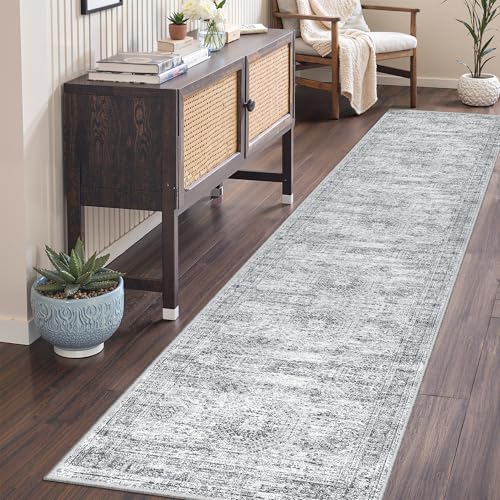 2x8 Runner Rug Non Slip (Grey/Ivory / 2' x 8' (Runner))