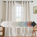 Natural Linen Grommet Curtains 84 Inch Length for Living Room 2 Panel Drape Semi Sheer Neutral Country Rustic Farmhouse Boho Curtain Bedroom Muslin Look Light Filtering (52"W x 84"L (Pack of 2) / Heathered Natural)