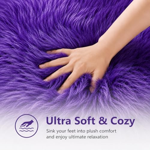 Faux Sheepskin Rug (Dark Purple / 4' x 4' (Round))