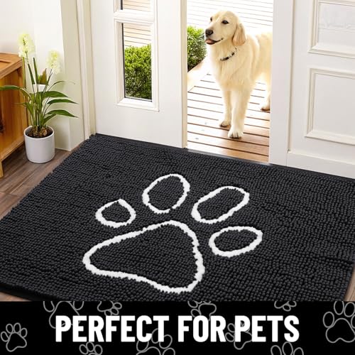 Dog Door Mat for Muddy Paws (59"X35" / Black and White)