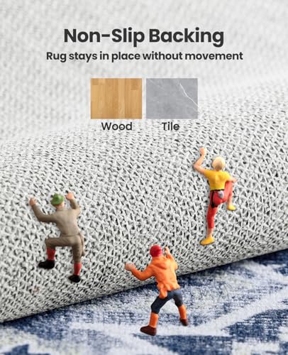 Amada Large 8x10 Washable Area Rug for Living Room (8' x 10' (Rectangular) / Navy Blue/White)