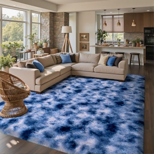 6x9 Ft Large Shag Rugs for Living Room Decor (Eg Royal Blue / 6' X 9' (Rectangular))