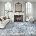 Abstract Rug 8x10 Large Living Room Area Rugs Washable Blue (Blue/Grey / 8' x 10' (Rectangular))