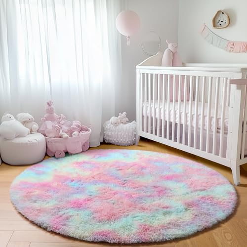 Rainbow Round Area Rugs 5ft (Colorful Rainbow / 5' (Round))