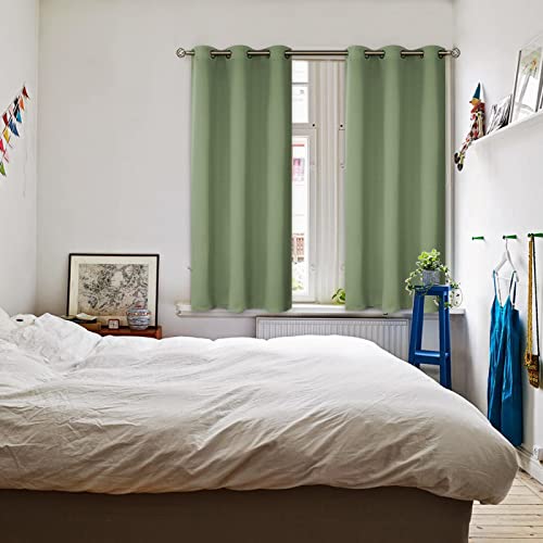 Short Curtains for Small Window 54 Inch Long (Grass Green / 38"W x 54"L (Pack of 2))