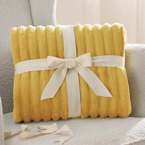 Soft Full Size Fleece Blankets for Bed Yellow 84"x90" (Yellow / Full)
