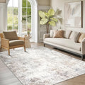Beige Grey Washable Rugs 5x7 Area Rugs for Living Room (5' x 7' (Rectangular) / Brown-grey-beige-slate)