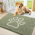 Dog Door Mat for Muddy Paws (36"X24" / Sage Green and White)