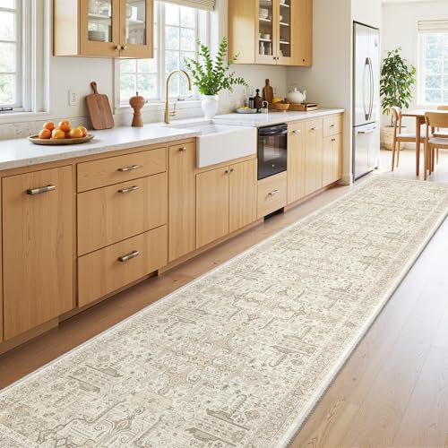 Hallway Washable Runner Rug 2x10 (Beige / 2' x 10' (Runner))